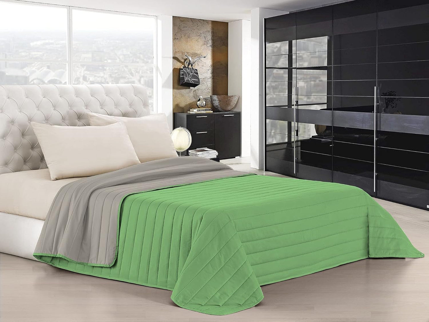Biancheria da letto italiana Estivo letto singolo, lino, Acqua, 170 X 270 Cm Piumini e trapunte Naty Shop Verde/grigio chiaro Matrimoniale, 260X270 Cm