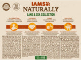 IAMS Naturally Senior Alimento umido in salsa - Alimento umido di alta qualità a base di carne e pesce per gatti anziani, Collezione Land & Sea, 12 x 85g