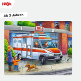 HABA Puzzle Vigili del Fuoco - Set da 3 Pezzi per Bambini dai 3 Anni in su Puzzle in Cartone con Polizia e Ambulanza - Stimola la motricità fine e la concentrazione - 1302759001 Puzzle Naty Shop