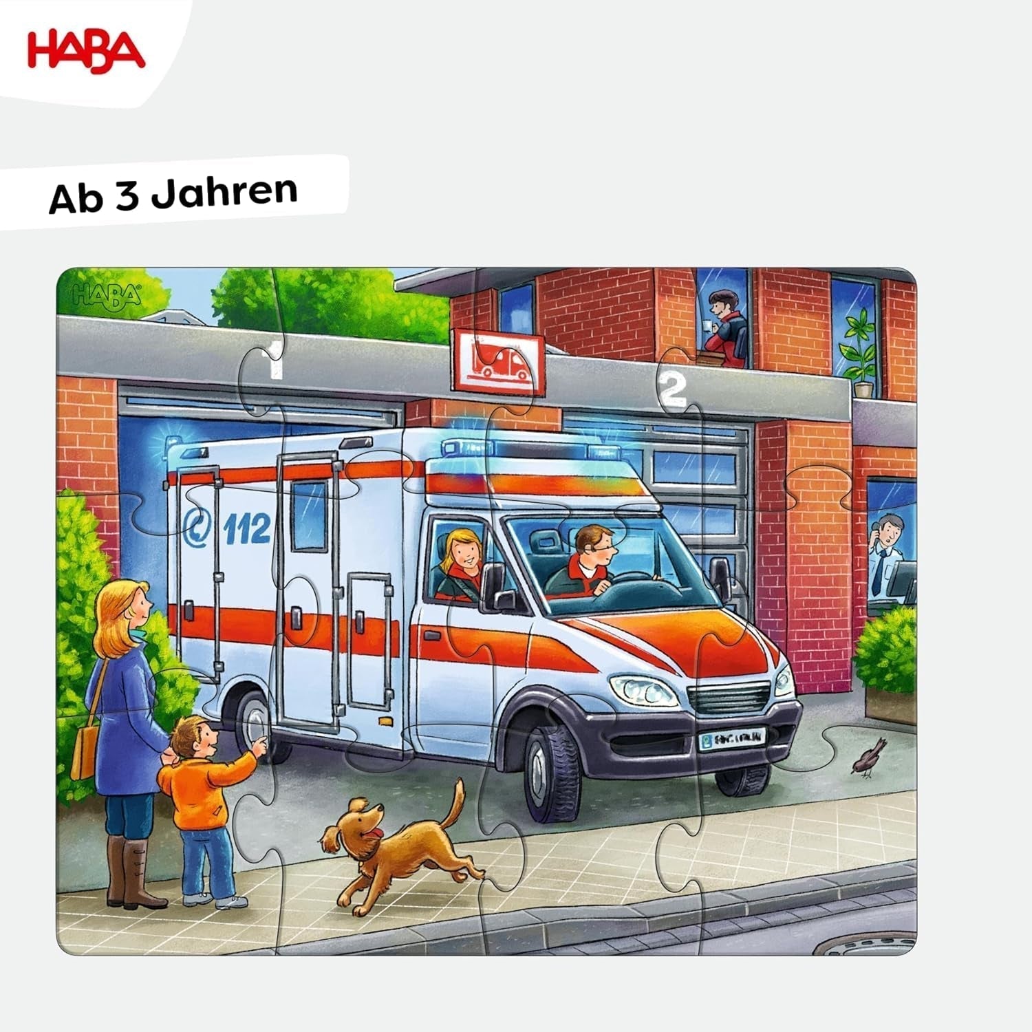HABA Puzzle Vigili del Fuoco - Set da 3 Pezzi per Bambini dai 3 Anni in su Puzzle in Cartone con Polizia e Ambulanza - Stimola la motricità fine e la concentrazione - 1302759001 Puzzle Naty Shop