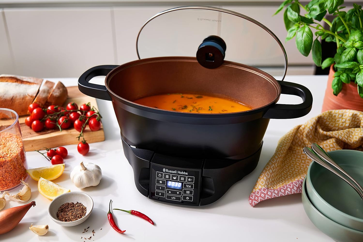 Multicooker Russell Hobbs 6,5L, display digitale, 8 funzioni di cottura Slow Cooker Naty Shop