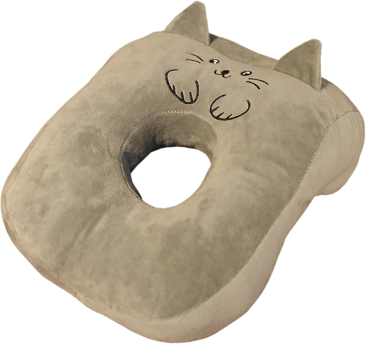 Cuscino per dormire da ufficio in cotone memory, carino per il foro dell'orecchio, morbido cuscino per dormire, per dormire sul lato, per donne, ragazze, bambini (gattino grigio) Cuscini ortopedici cervicali Naty Shop Cat Grey