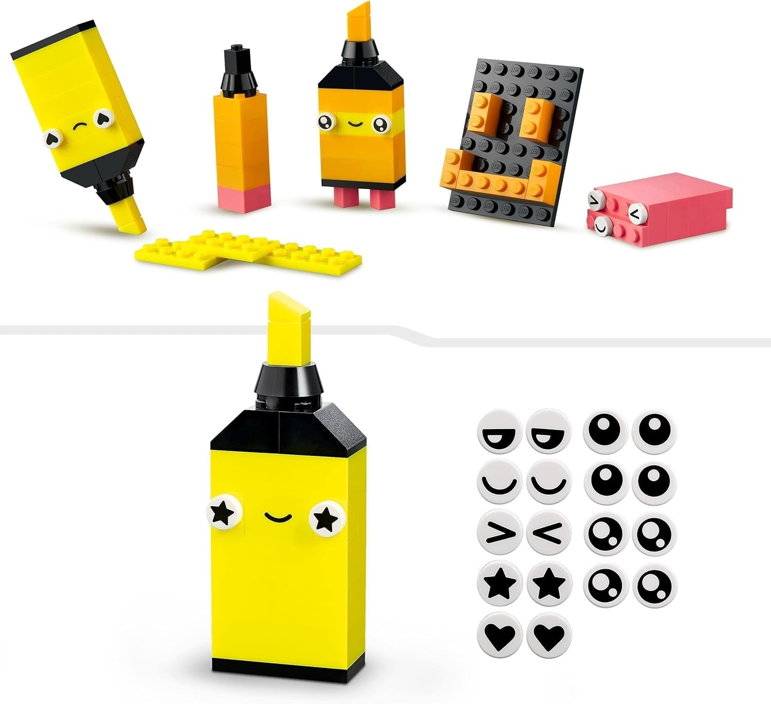 LEGO 11027 Classic Neon Creative Building Set, Brick Box Set, Giocattolo da costruzione con modelli: macchina, ananas, alieno, pattini a rotelle, personaggi e altro, per bambini dai 5 anni in su Set da costruzione Besuche den LEGO-Store