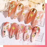 400 Pezzi Oro Argento Stern Nail Charms Nägel, 3D Metall Star Nagelkunst Dekorations, Star Nail Design Gemischt Größe Form Nägel Zubehör