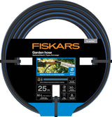 Fiskars Tubo da giardino ML Serie X Tubo dell'acqua per irrigazione manuale 13 mm (1/2"), Lunghezza: 25 m, Collegamento universale, Protezione UV, Protezione antigelo, Resistente alla torsione, Blu, 1076045