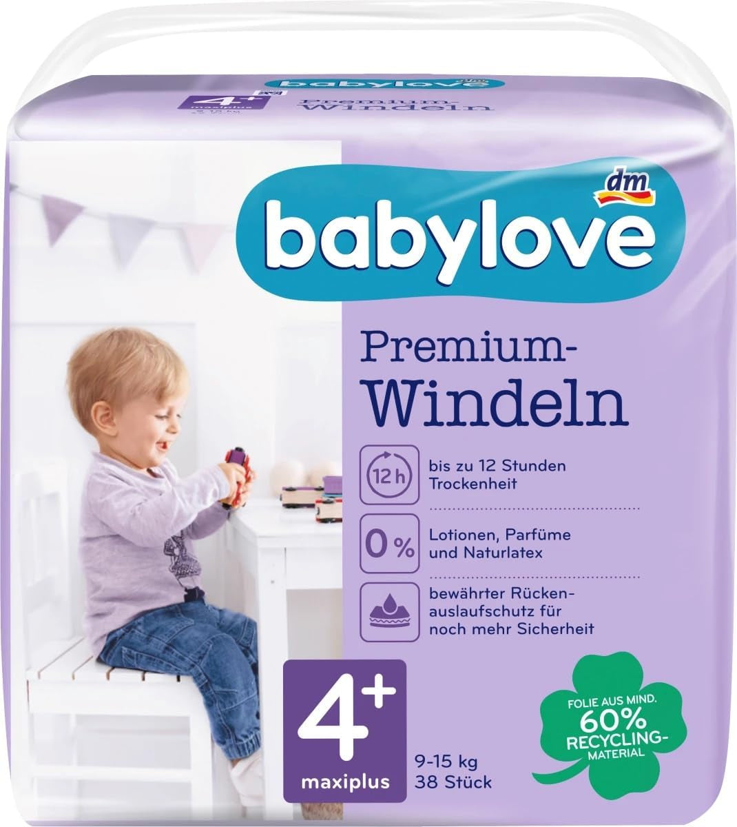Pannolini premium taglia 4+, maxi plus 9-20 kg, 1 x 38 pz