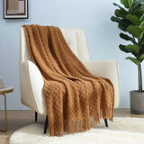 CREVENT Coperta lavorata a maglia color ruggine per divano, poltrona, letto, decorazioni per la casa, morbida, calda, accogliente, leggera, primavera estate autunno (127,8 x 152,4 cm caramello/marrone/arancio bruciato) CREVENT Letti e coperte marroni
