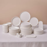 Karaca Stream Bone Bomo Set di stoviglie per 12 persone Elegante set di piatti quadrati Eleganti stoviglie in porcellana bianca