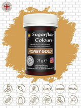 Colorante alimentare per pasta Sugarflair, colore pastello Honey Gold, colorante alimentare per pasta per fondente e marzapane, colori concentrati Spectral - 25 g