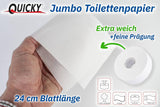 Carta Igienica Quicky Jumbo 2 Veli, Ø 25 cm, Bianco Brillante, Goffrata Puntini Fini, 6 Rotoli - assorbente e antistrappo per la massima igiene, ideale per enti pubblici e industria