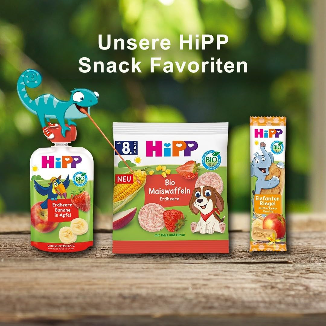 HiPP Bio Quetschie Mango-Banana in Mela con Carota (8 x 100g), invecchiato 1 anno, Frucht- und Gemüsepüree, ohne Zuckerzusatz, vegan, in best Bio-Qualität