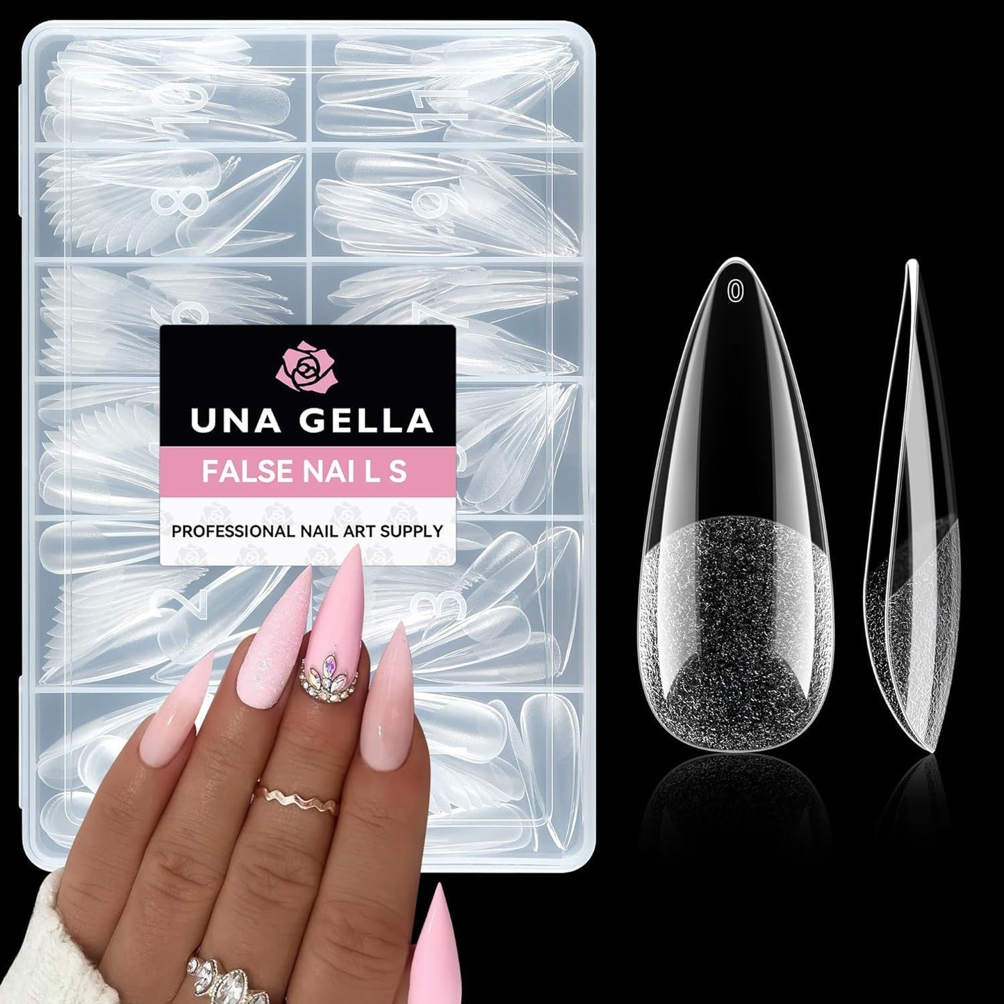 Punte per unghie in gel ballerina 216 pezzi 12 dimensioni Punte per unghie in gel morbido Copertura completa Set di estensioni per unghie Semi opaco Fai da te Home Art