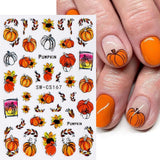 Adesivi per unghie autunnali 3D Adesivi per unghie foglie di zucca Linea geometrica Fiori Adesivi per unghie Design del Giorno del Ringraziamento Adesivi per unghie Autunno Zucca per unghie Accessori per unghie Nail Art
