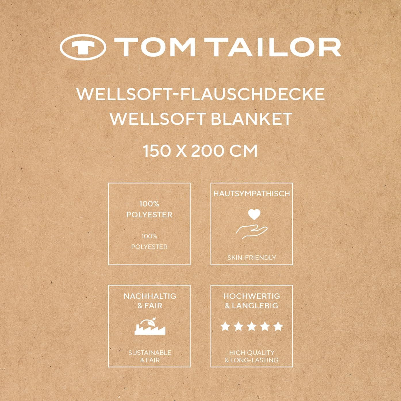 TOM TAILOR Coperta Wellsoft, 150X200 Cm, 100% Poliestere/Wellsoft, logo ricamato, WELLSOFT BLANKET Arancione (Warm Coral) Coperte e Trapunte Naty Shop