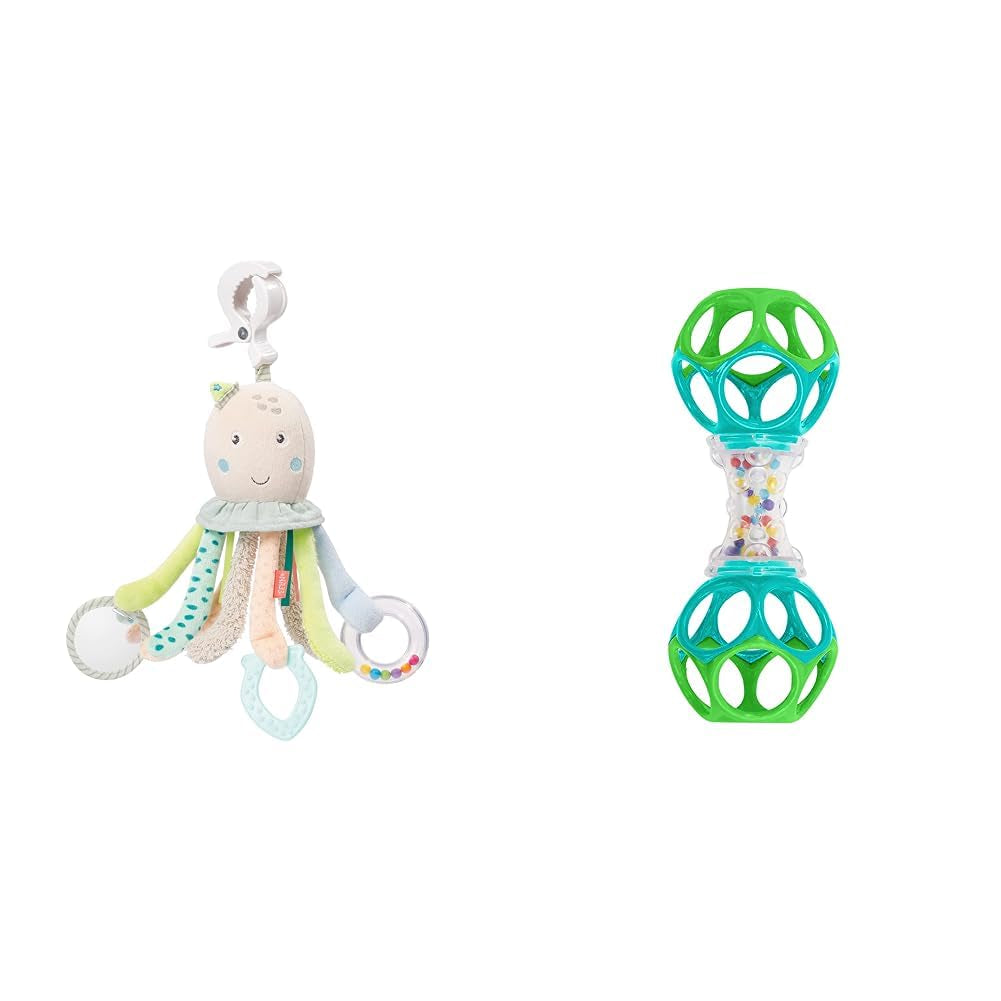 Fehn Giocattolo di attività Polpo - Giocattolo di abilità motoria per passeggini e partenze brillanti, Oball, Giocattolo a sonagli con palline per camminare, Giocattolo interattivo per bambini Bebe Toys Naty Shop Pacchetto Polpo