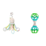Fehn Giocattolo di attività Polpo - Giocattolo di abilità motoria per passeggini e partenze brillanti, Oball, Giocattolo a sonagli con palline per camminare, Giocattolo interattivo per bambini Bebe Toys Naty Shop Pacchetto Polpo