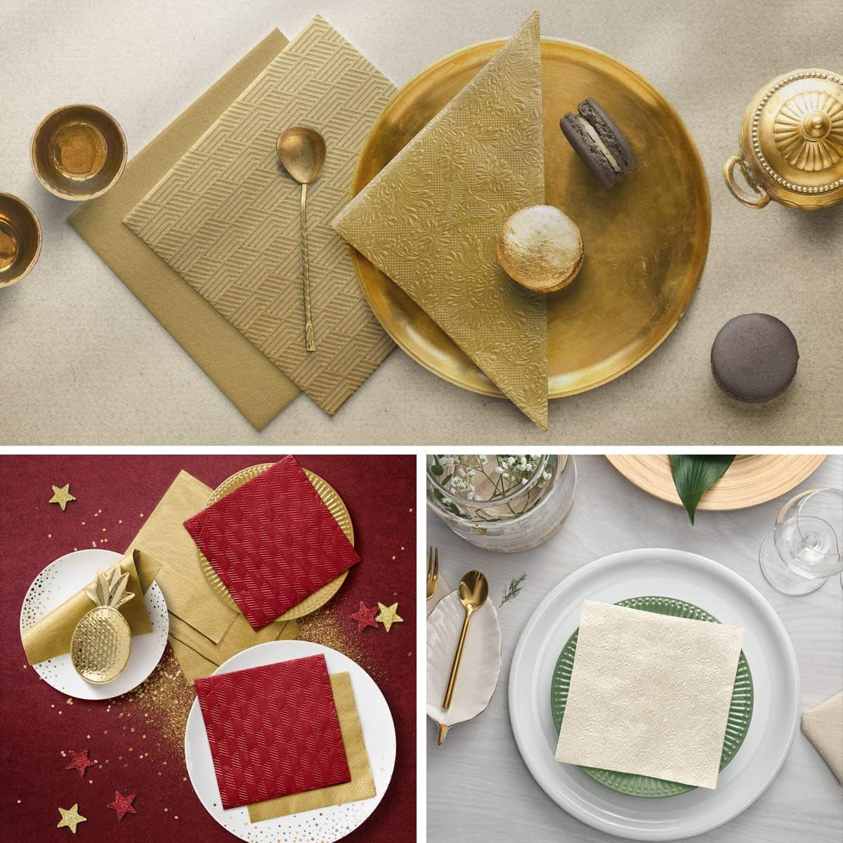 ZAMPA - Tovaglioli 3 Veli (33 X 33 Cm) I 20 Pezzi I Perfetti per Compleanni, Feste, Matrimoni, Comunioni e Festività I Tovaglioli di Carta Colorata - Occasioni Speciali, Soprammobili I Ispirazione Classica (Oro)