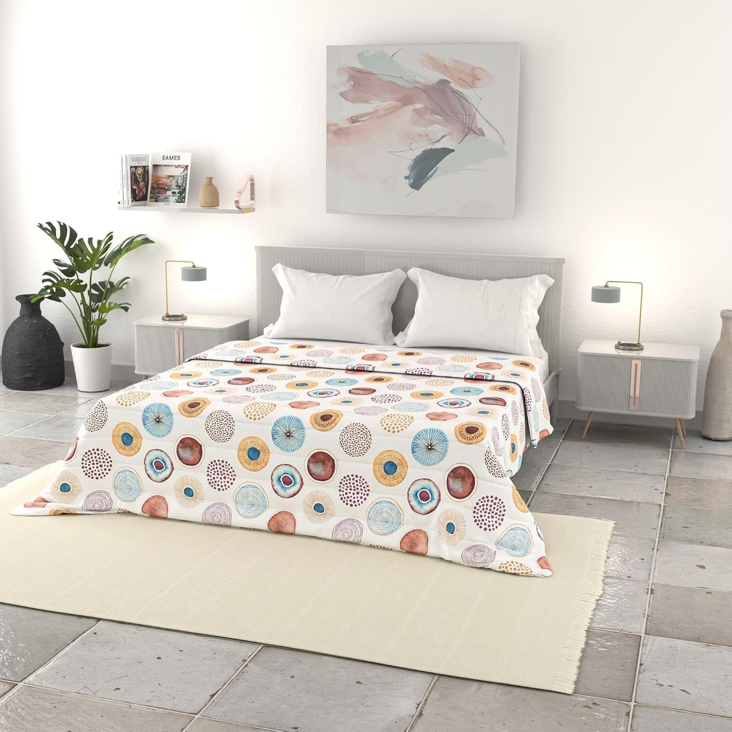 Biancheria da letto italiana basic trapunta estiva, microfibra stampata, 250X240Cm, cerchio Piumini e Trapunte Naty Shop Cerchio 250X240Cm