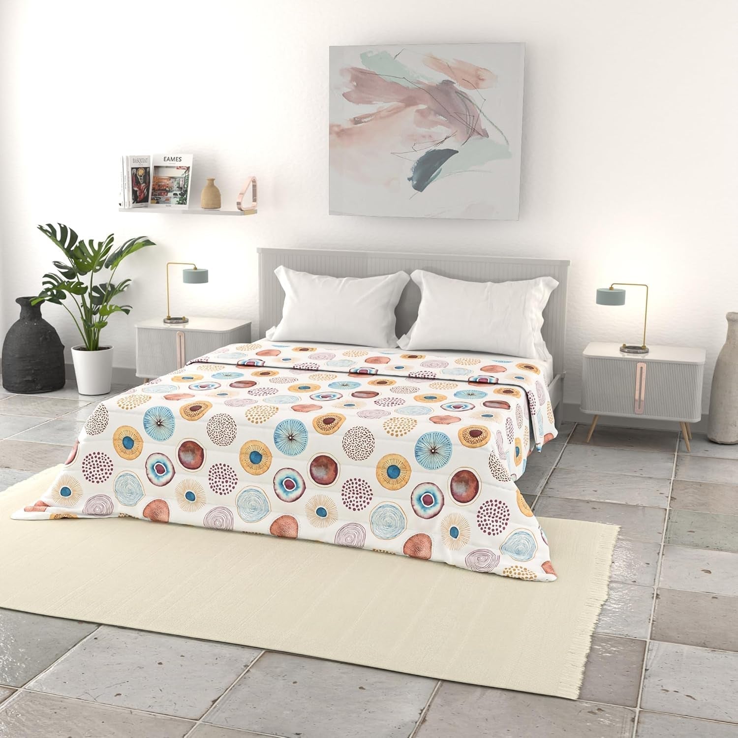 Biancheria da letto italiana basic trapunta estiva, microfibra stampata, 250X240Cm, cerchio Piumini e Trapunte Naty Shop Cerchio 250X240Cm