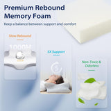 HOMCA Cuscino Collo, Cuscino ergonomico in Memory Foam Fodera per cuscino rinfrescante 3D per posizione supina, laterale o prona, 62 X 41 X 9,5/12,5 Cm Cuscini ortopedici cervicali Naty Shop