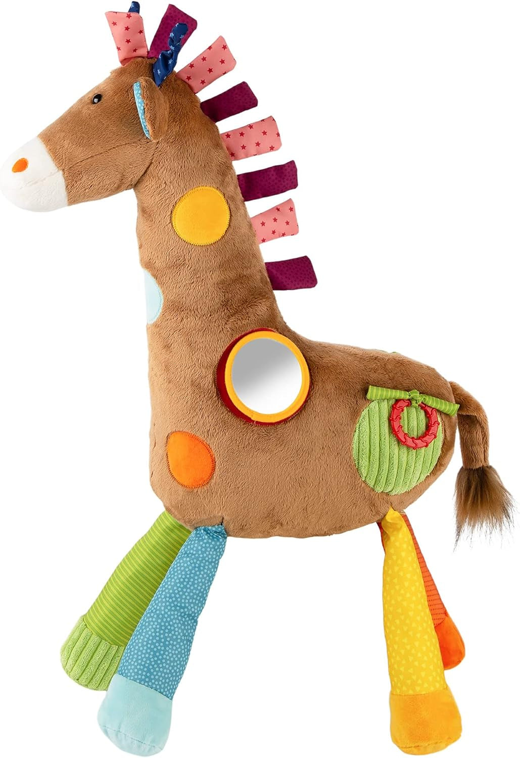 SIGIKID 42863 Giraffa XXL Giocattolo per bebè, Giocattolo educativo PlayQ, Peluche con anello da dentizione, Sonaglio, Specchio, Cigolio, per neonati e bambini a partire da 3 mesi, Multicolore/Giraffa 72 cm Giocattoli Bebe Naty Shop