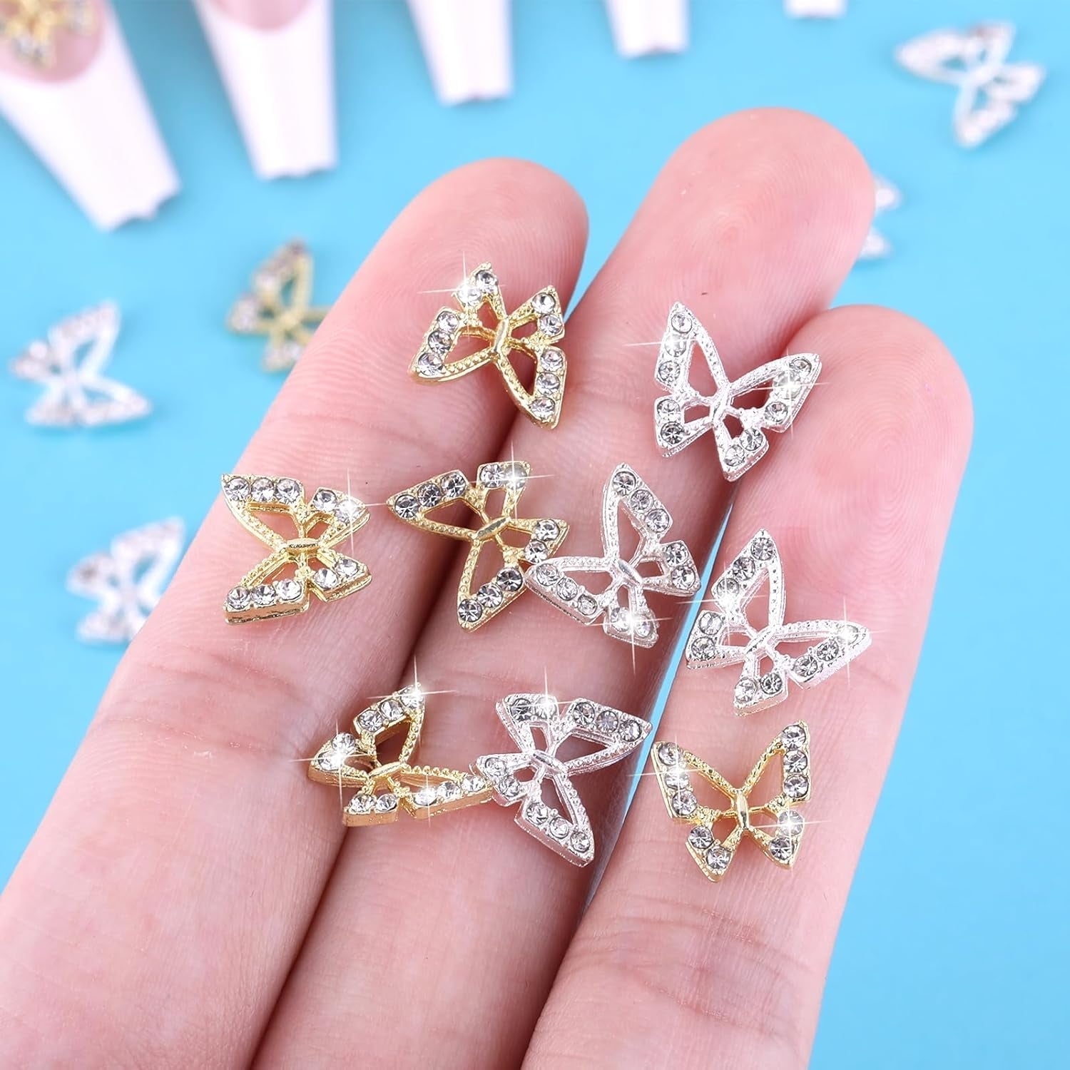 20 pz. Glitter Farfalla Ciondoli per Unghie, Strass per Nail Art, Pietre per Unghie, Farfalla Nail Art, Strass, Ciondoli per Unghie di San Valentino, Decorazione Fai da Te per Custodia per Cellulare