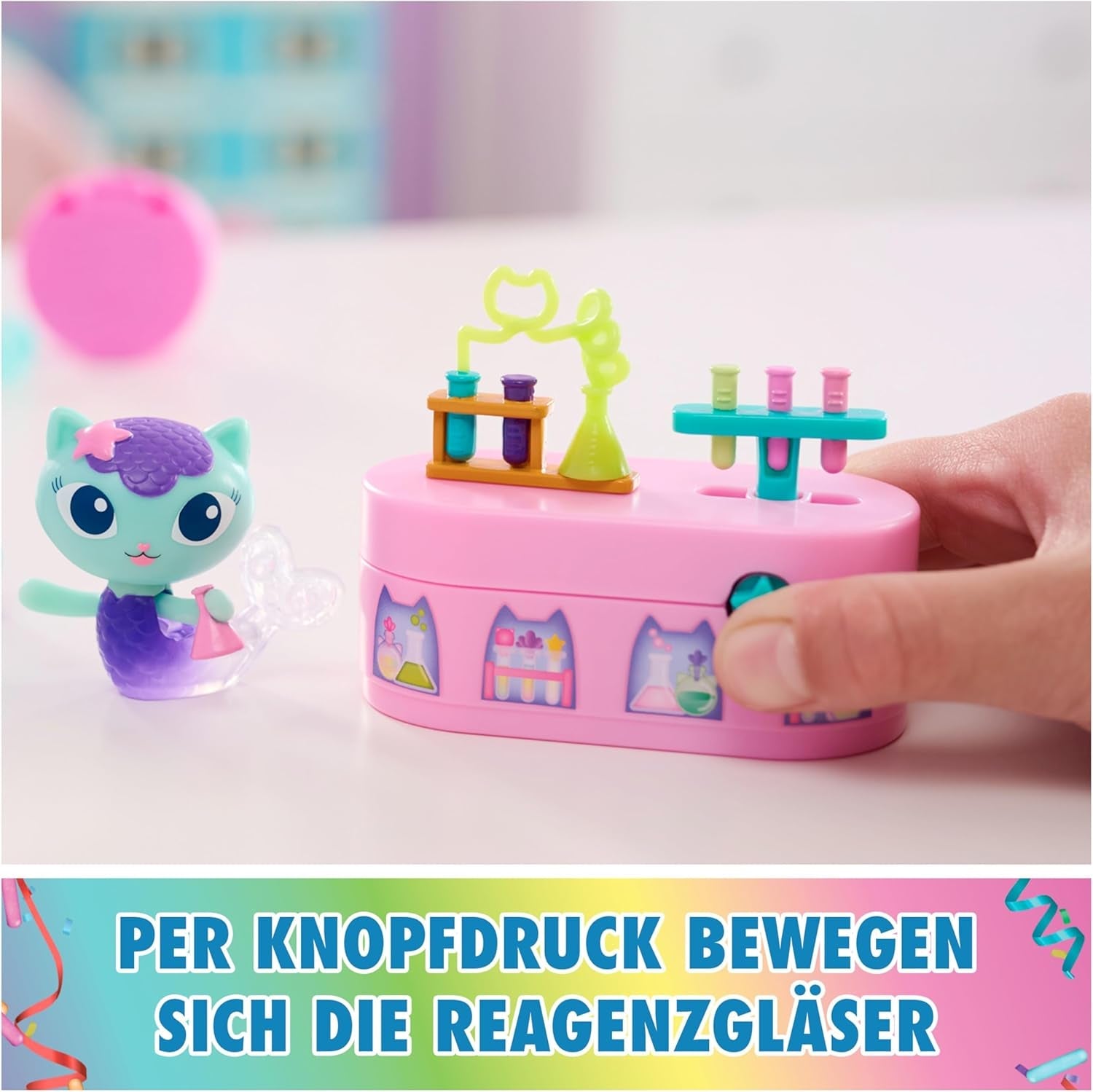 DREAMWORKS GABBY DOLLS HOUSE - Pacchetto mobili Meerkätzchen Bobble Kitty, figura di gatto con mobili e accessori per casa delle bambole, dai 3 anni in su