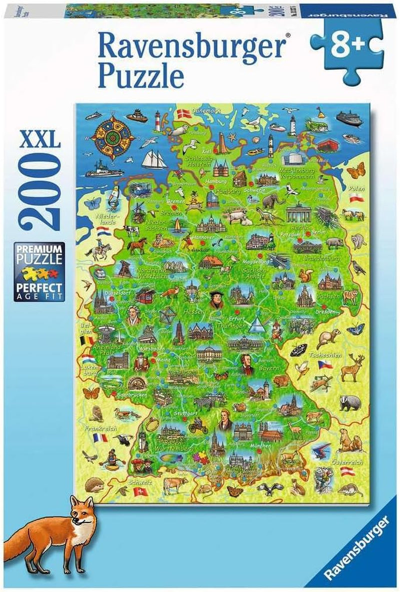 Ravensburger Puzzle per bambini - Mappa a colori della Germania - Puzzle da 200 pezzi per bambini da 8 anni in su Puzzle Naty Shop Titolo predefinito