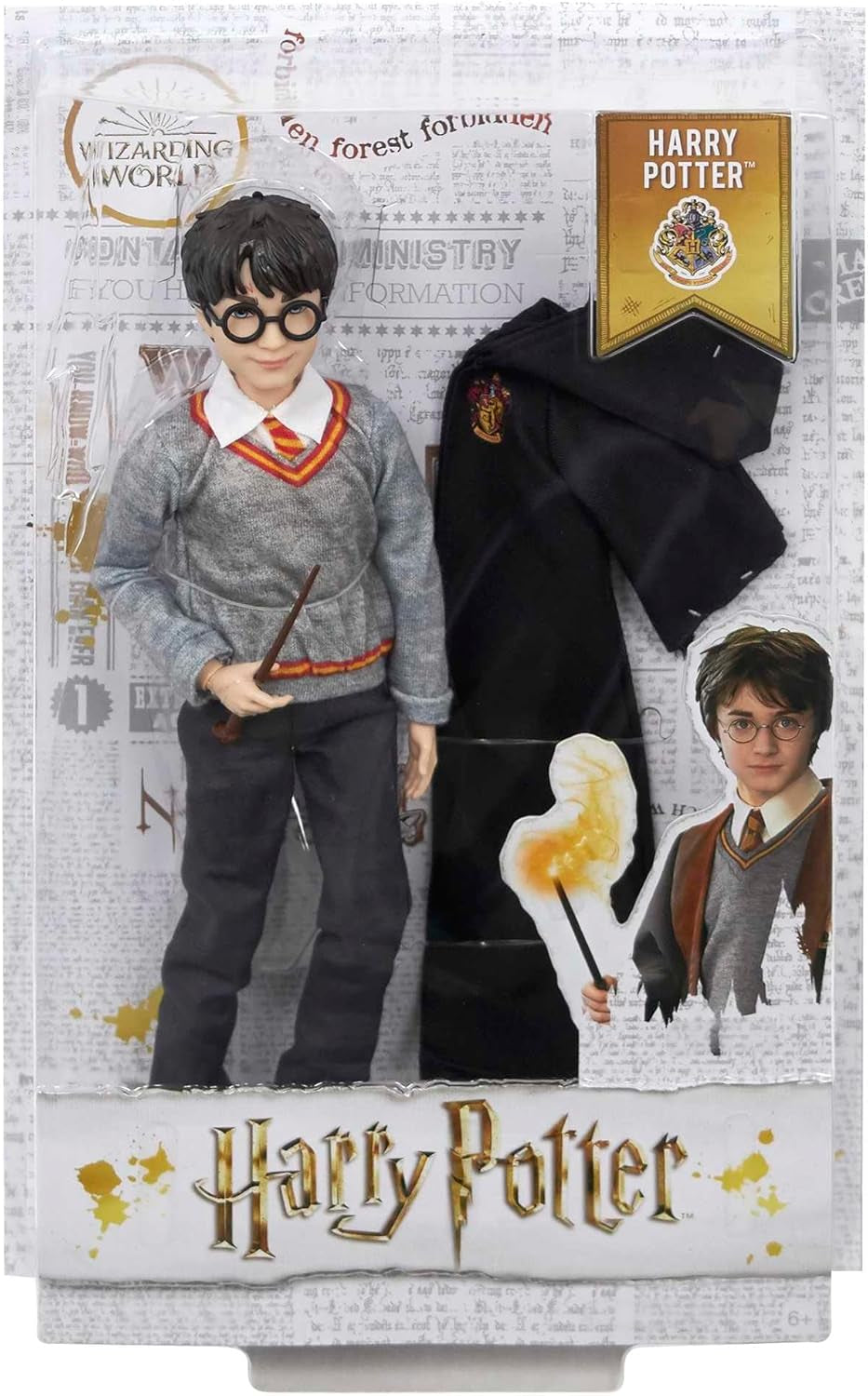Mattel Harry Potter - Bambola da collezione (circa 26 cm) con uniforme di Hogwarts, tunica e bacchetta di Grifondoro, giocattolo da 6 anni FYM50 Action Figures Naty Shop