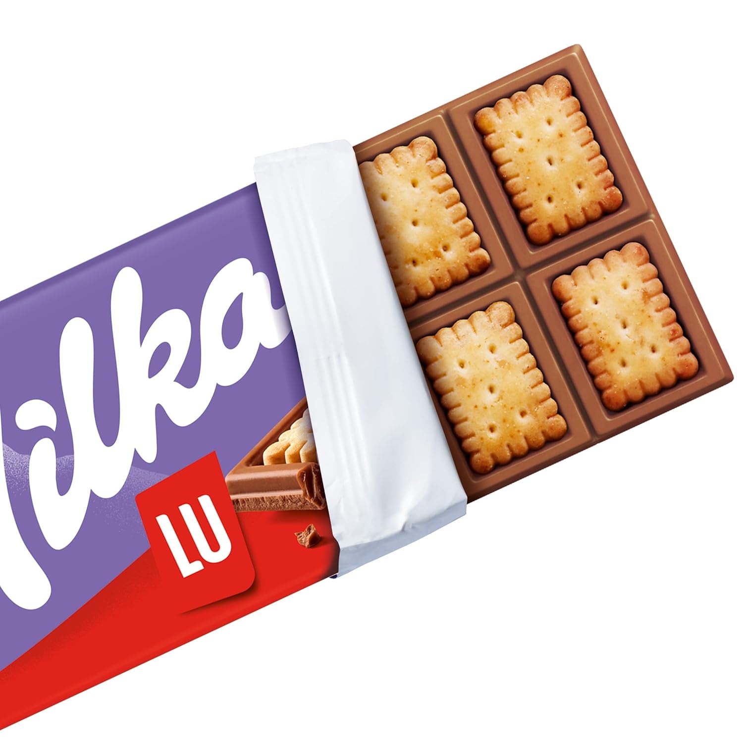 Milka LU – Cioccolato al latte alpino con croccanti biscotti LU – 87g
