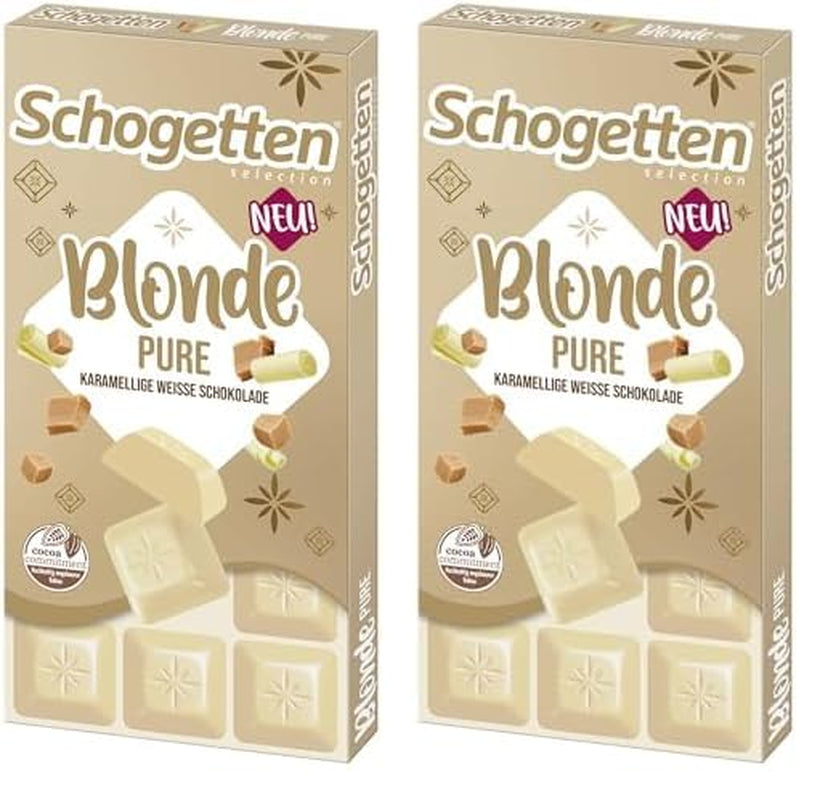 Schogetten Blonde Pure I Cioccolato bianco con caramello I 100 g I porzionato singolarmente (confezione da 2)