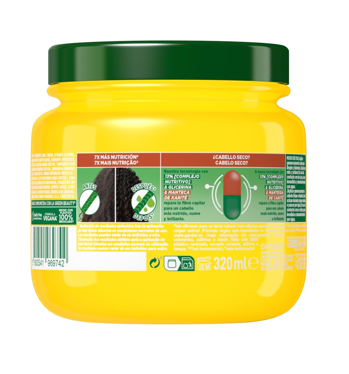 Garnier Fructis Shampoo Burro Maschera Nutri Repair Butter 300 ml Maschera per capelli Naty Shop