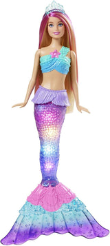 Barbie Dreamtopia Magic Light Sirena con capelli biondi, bambola Barbie con coda da sirena, adatta come regalo per bambini dai 3 anni in su, HDJ36
