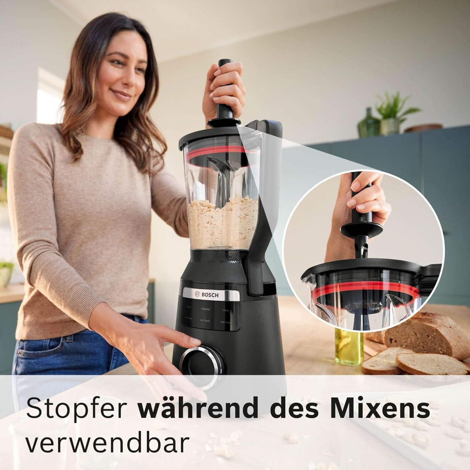 Robot da cucina ad alta velocità Vitapower Serie 6 MMBD665B1, 45.000 giri/min, 6 programmi Inkl Heiße Suppe & Reinigung, 2 L Mixbehälter, Stopfer, Spülmaschinenfeste Teile, Made in Europe, 1800W, Schwarz Kitchen Naty Shop