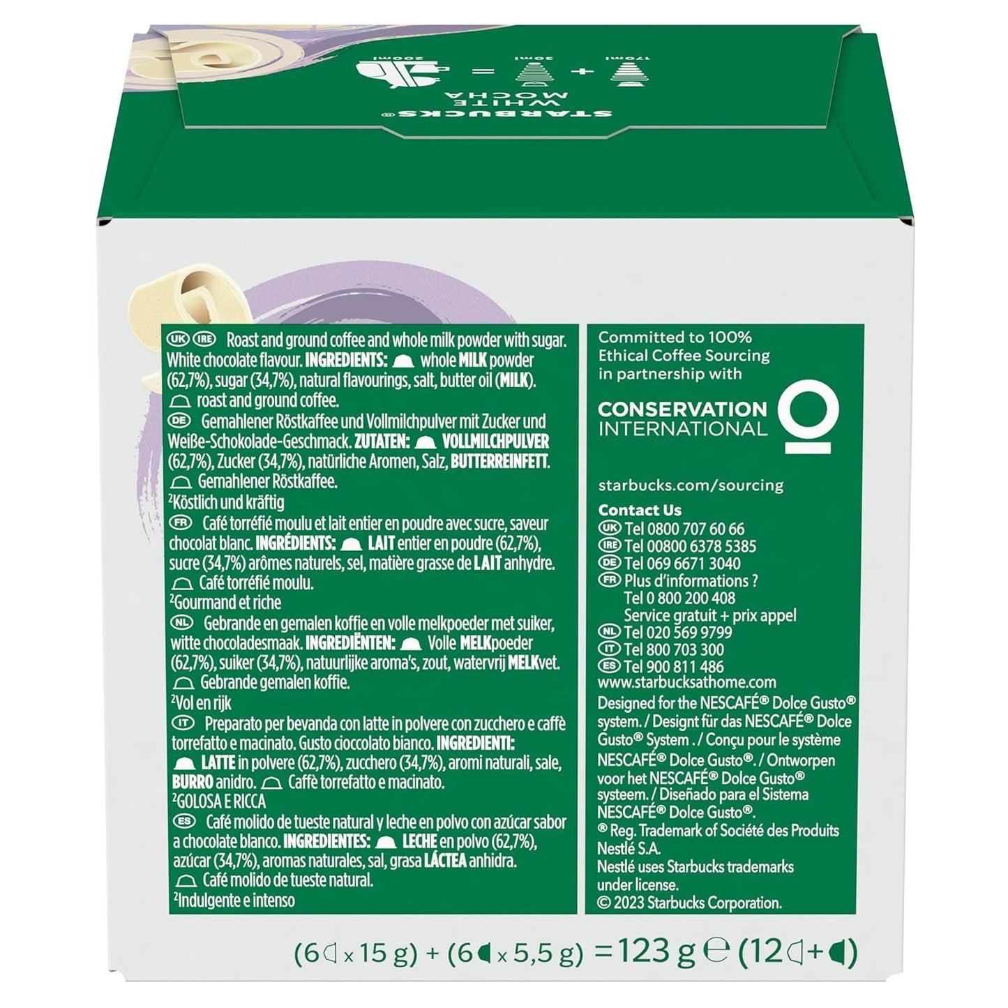 STARBUCKS White Mocha di Nescafé Dolce Gusto Kaffeekapseln 6 x 12 (72 Kapseln)