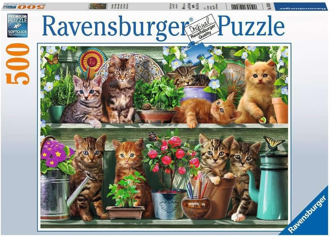 Ravensburger Puzzle 12000205 - Katzen Im Regal - Puzzle da 500 pezzi per adulti e bambini dai 10 anni in su, puzzle con animali con motivo gatto Puzzle Naty Shop Classic