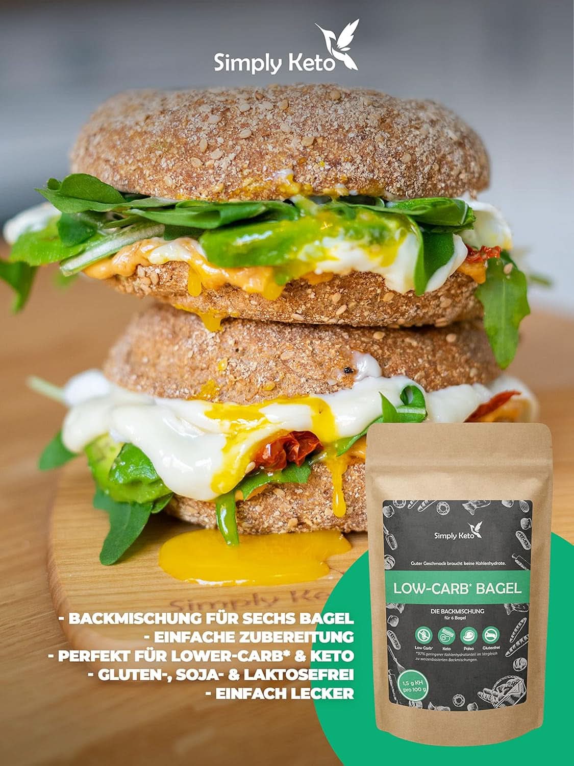 Simply Keto Lower Carb* Preparato per dolci per bagel per dieta Low Carb* e chetogenica - senza lattosio e glutine - 335 grammi Naty Shop Kitchen