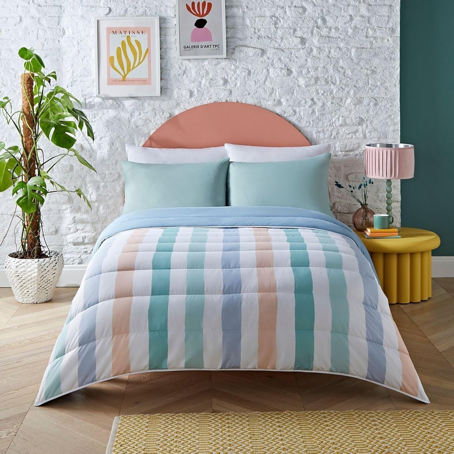 Piumino senza copripiumino Night Lark Super King 6 Tog Primavera Estate - Onde astratte. Coperta super morbida, comoda e leggera. Set federe reversibili tutto in uno, lavabile in lavatrice e ad asciugatura rapida. Trapunte e piumini Naty Shop Multicolor Letto singolo