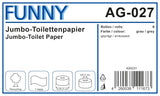 Funny AG-027 Carta igienica Jumbo, 1 velo, riciclata, diametro 28 cm (confezione da 6)