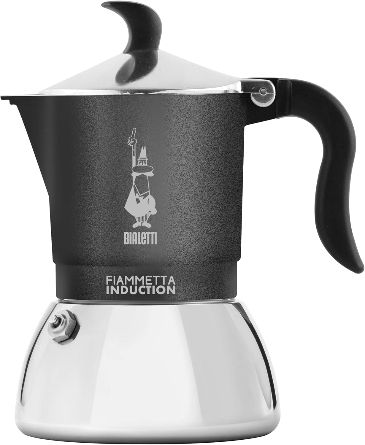 Macchina da caffè a induzione Bialetti Fiammetta, 2 tazze (100 ml), adatta a tutti i tipi di piani cottura, design elegante, nera