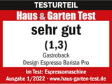 Macchina per caffè espresso GASTROBACK con macinacaffè, inclusa lattiera, pressa e portafiltro in acciaio inox - Macchina per caffè espresso Barista con montalatte - Macchina per caffè espresso con 30 impostazioni di macinatura