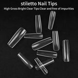 240 pezzi di unghie artificiali trasparenti, punte per unghie finte, unghie lunghe a copertura totale, punte per unghie ballerina, punte per unghie francesi a copertura totale per manicure