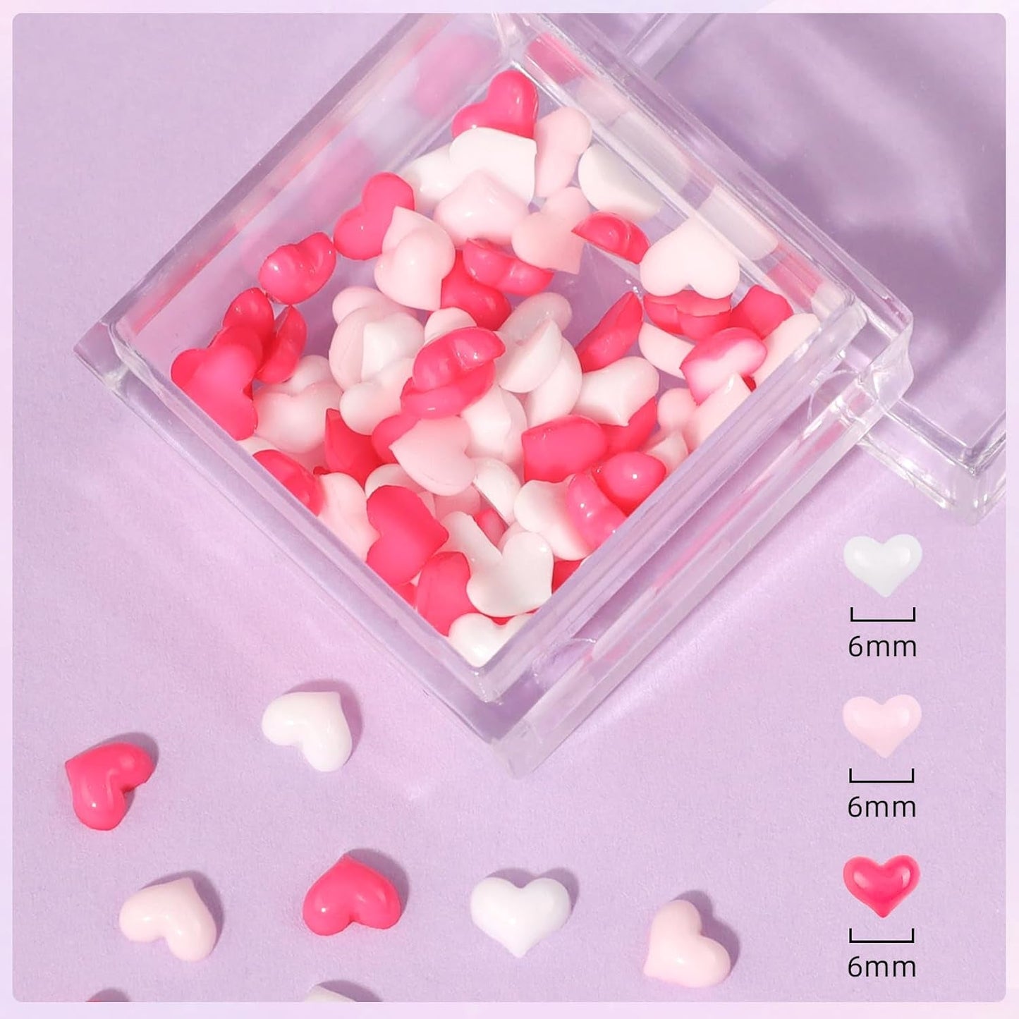 Makartt Gel adesivo per strass - Set di colla UV per unghie da 15 ml con ciondoli per unghie rosa Cuore Cerchio Gioielli per unghie e accessori per design delle unghie per manicure domestica Regalo di San Valentino