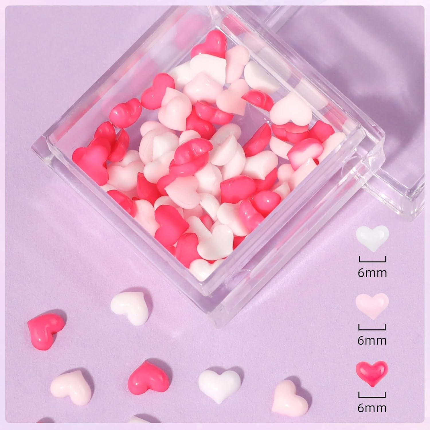 Makartt Gel adesivo per strass - Set di colla UV per unghie da 15 ml con ciondoli per unghie rosa Cuore Cerchio Gioielli per unghie e accessori per design delle unghie per manicure domestica Regalo di San Valentino