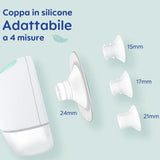 MAM Move Tiralatte portatile con 3 modalità di funzionamento e 5 livelli di intensità, rivestimento in silicone Skinsoft, regolabile in 4 taglie Accessori Alimentazione e Allattamento Bebe Naty Shop