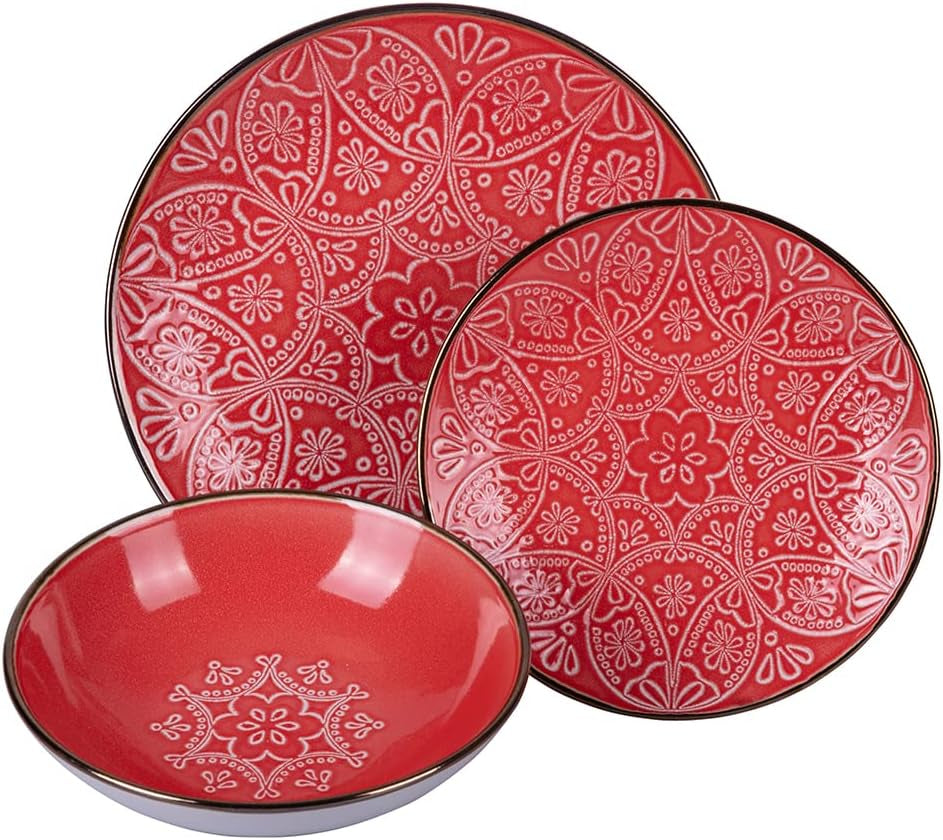 Set di stoviglie in gres da 12 pezzi, 4 set di piatti in 4 modelli diversi, Baku Sunset