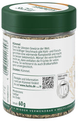Fuchs Gewürze - Kümmel ganz - kräftiges Gewürz für Kohl- und Fleischgerichte oder zu Bratkartoffeln - ingrediente naturale - 60 g in wiederverwendbarer, recyclebarer Dose