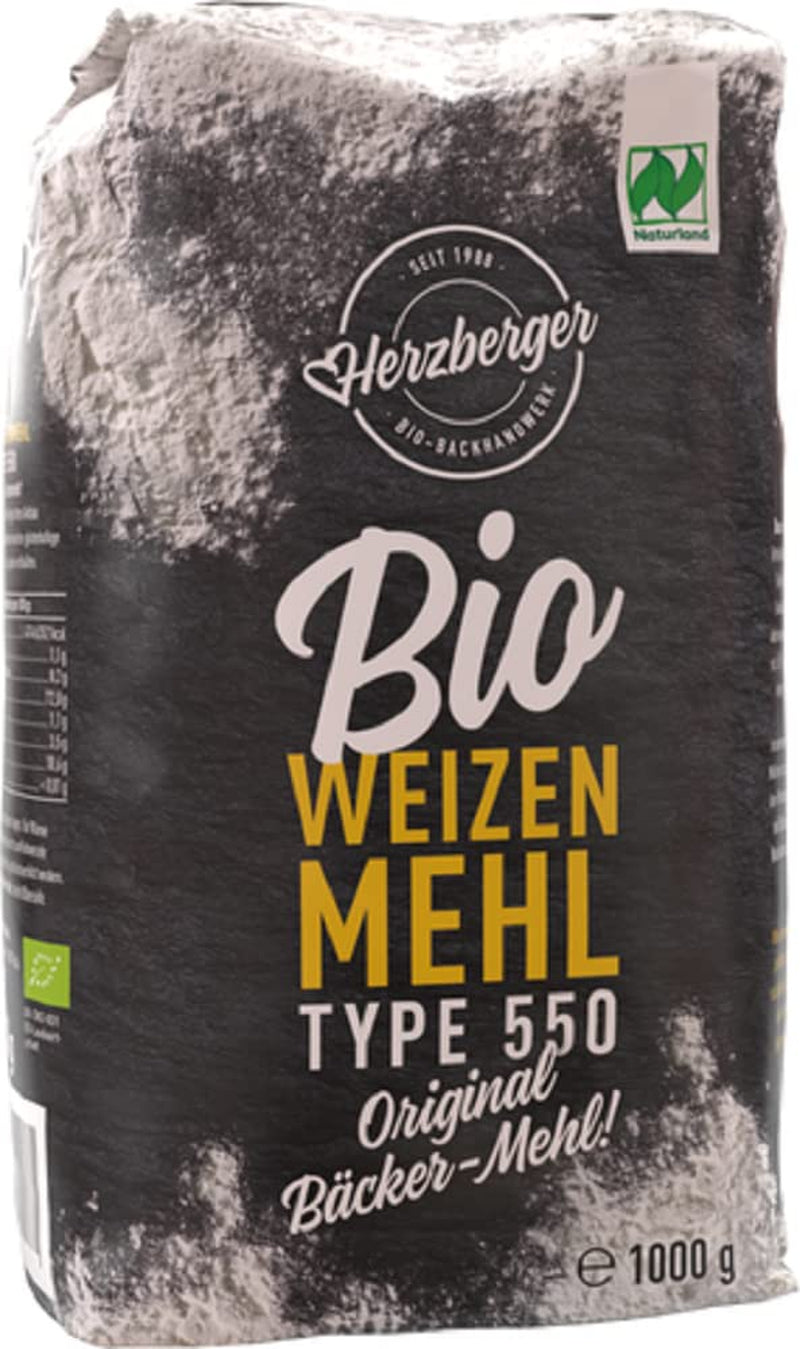 Farina di grano tenero Herzberger Organic Naturland Tipo 550, 1 kg