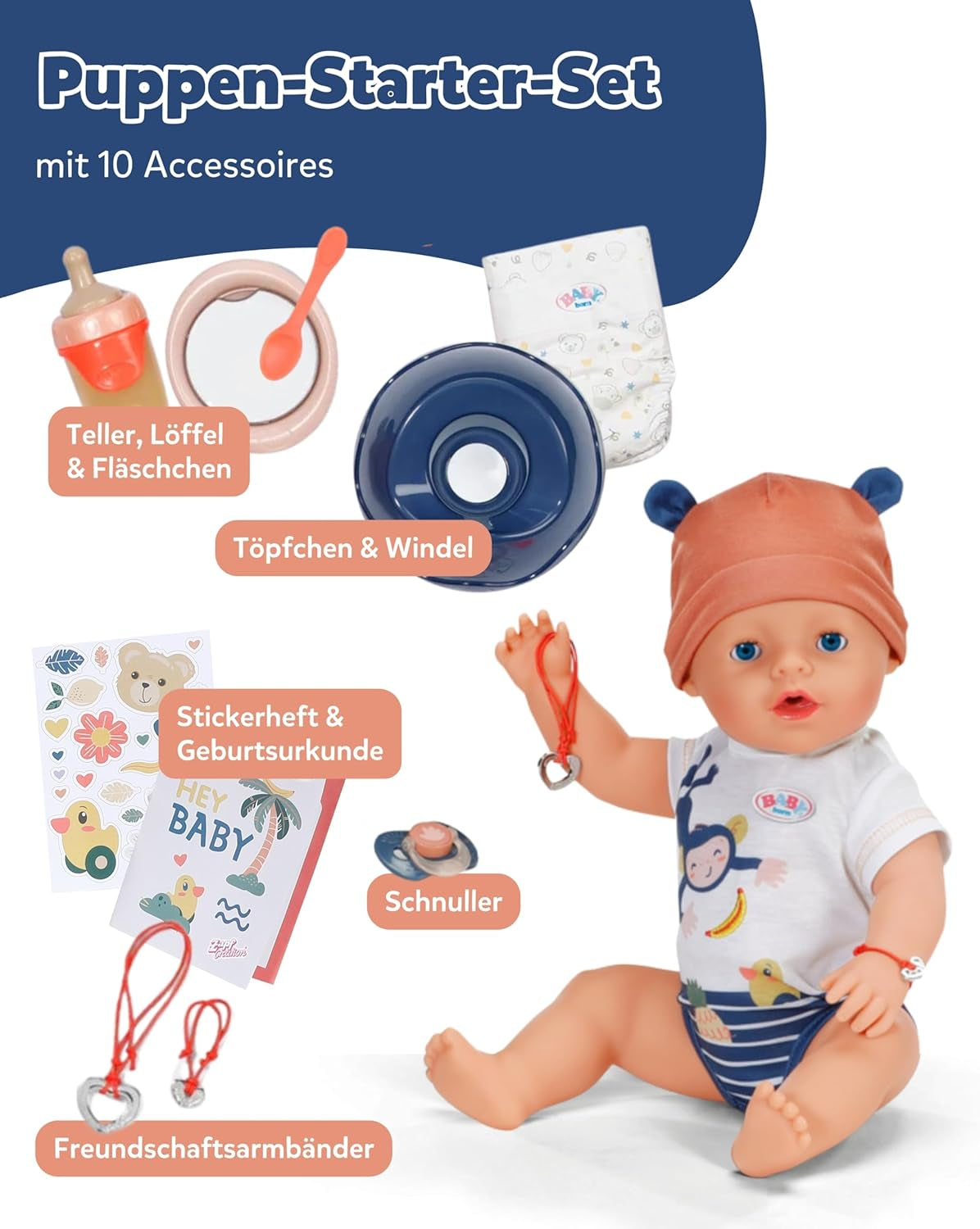 BABY Born Emma in stile giungla - Bambola alta 43 cm - 10 funzioni Inclusi accessori e vestitino in colori unisex - Funziona senza batterie - Adatta a bambini dai 3 anni in su Naty Shop Dolls
