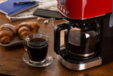Ariete Moderna 1396 Macchina per caffè espresso con filtro per preparare caffè americano Fino a 15 tazze Caraffa in vetro Piastra riscaldante Display LCD Filtri rimovibili e lavabili Bianco